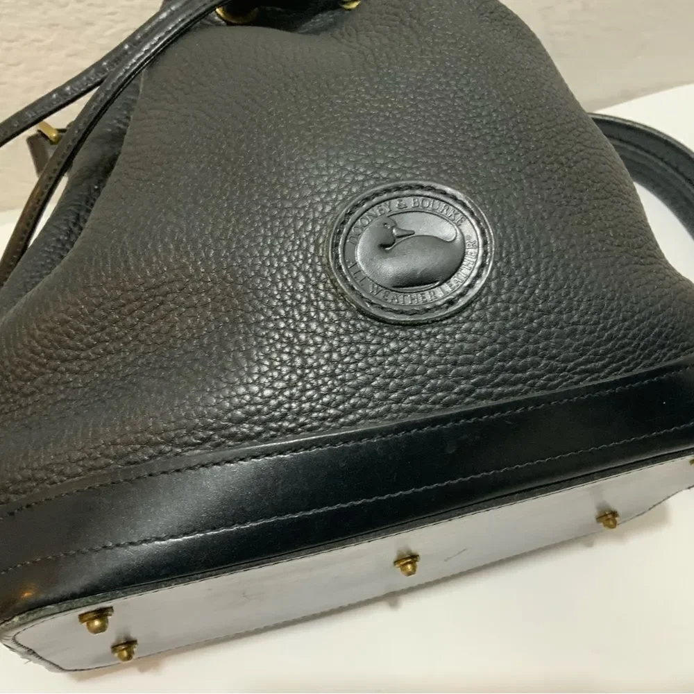 Vintage Dooney & Bourke AWL Pebbled Black Leather Drawstring Bucket Purse Bag